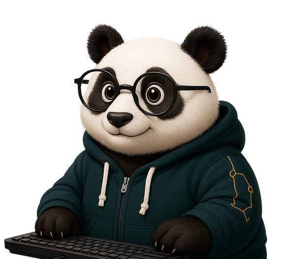 Creative Pandas typing on a keyboard